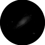Andromedagalaksen sett gjennom et teleskop