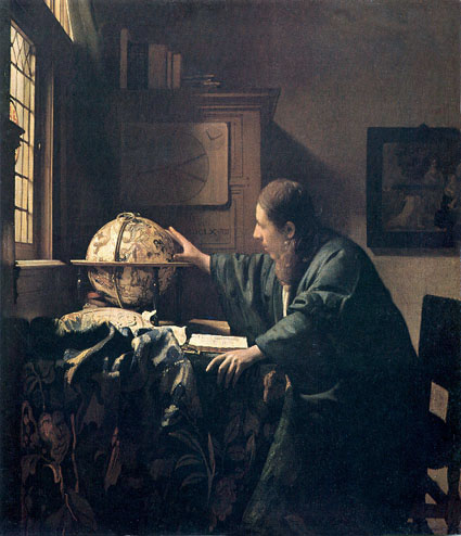 Johannes Vermeers Astronomen 1668,
olje på lærret, Louvre, Paris